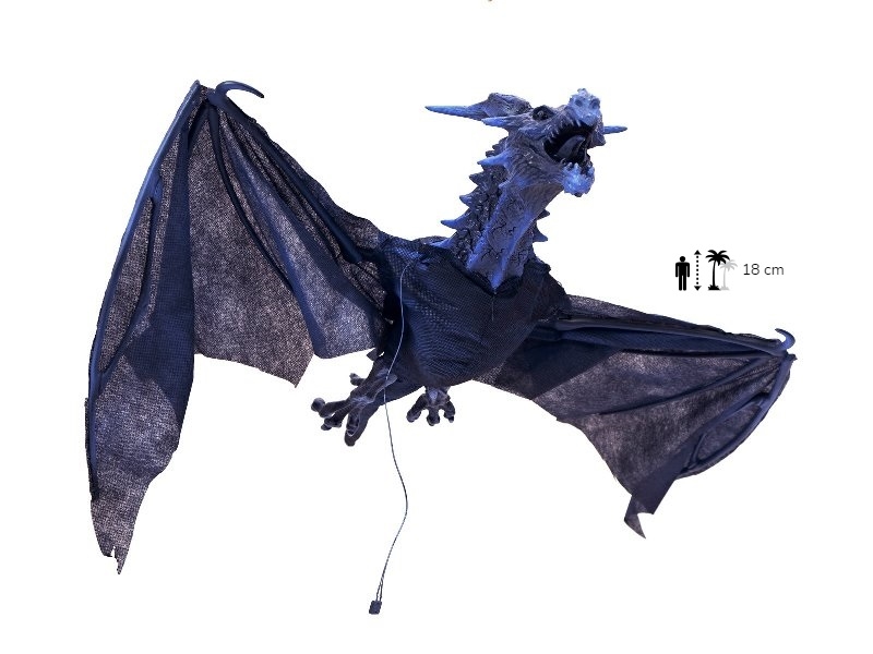 Drago blu volante animato 120 cm Halloween