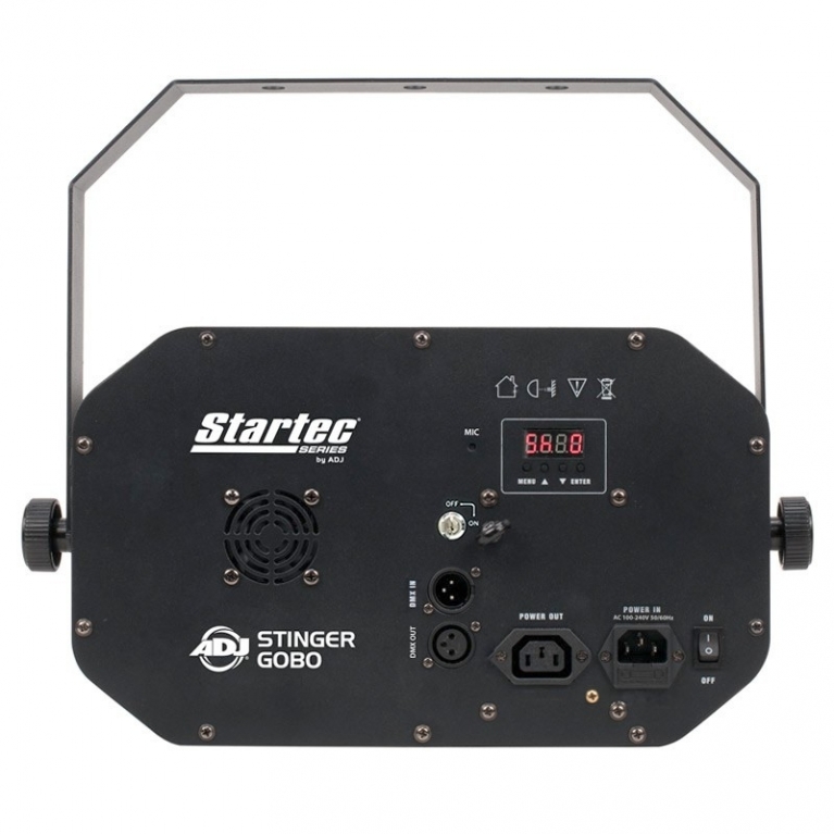 Proiettore Stinger Gobo 8x3W RGBW + 8x1W RGBA + laser rosso e verde