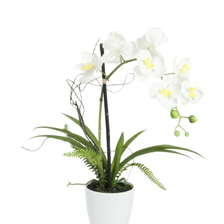 Decorazione orchidea fiori bianchi artificiale in vaso