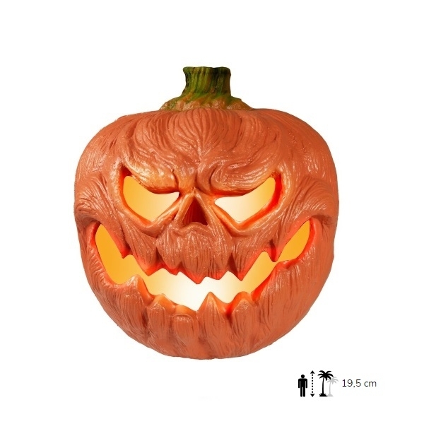 Zucca di Halloween intagliata illuminata h19,5 cm