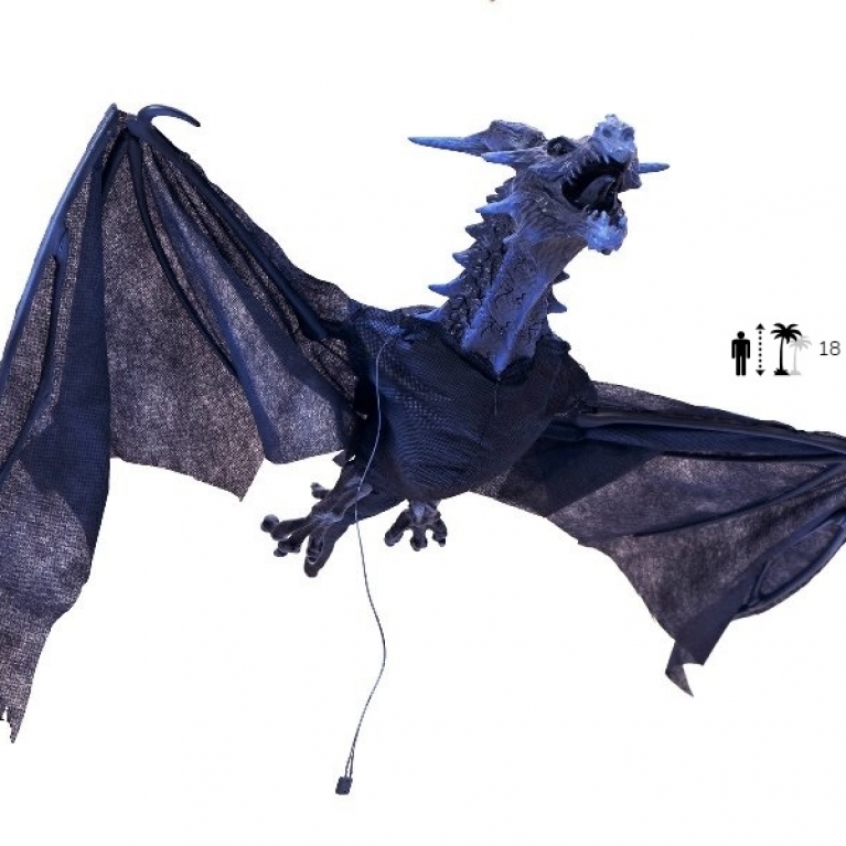 Drago blu volante animato 120 cm Halloween