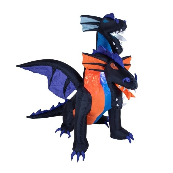 Figura gonfiabile drago a due teste 208cm Halloween