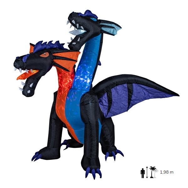 Figura gonfiabile drago a due teste 208cm Halloween