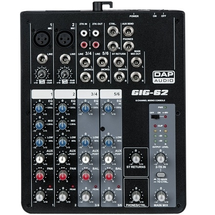 Mixer analogico a 6 canali DAP GIG-62