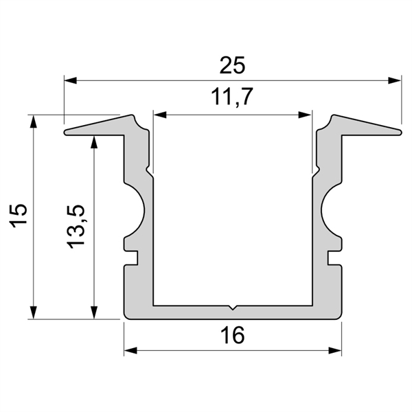 Profilo ET-02-10, alluminio spazzolato, 1 m