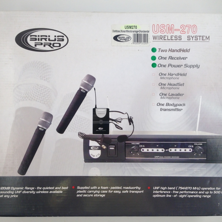 Sistema di microfoni a 2 canali UHF USM270