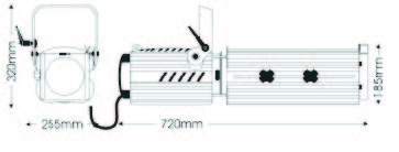 Sagomatore a scarica con ottica regolabile Suono D 10/28° MSD 250W bianco